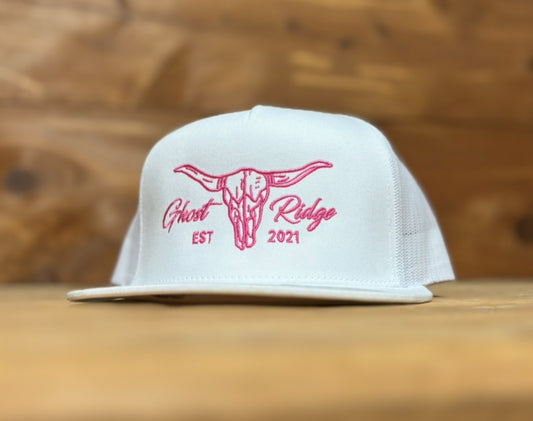 White Yupoong Classic With Pink Bull