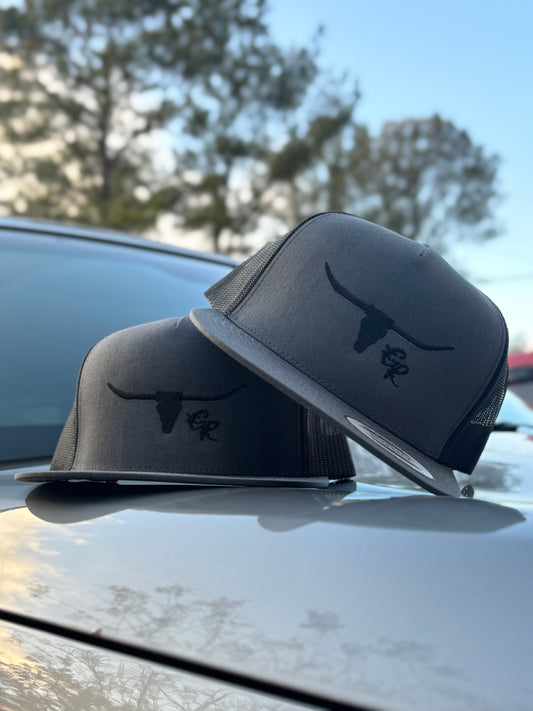 Charcoal/Black Yupoong Classic Barbwire Bull