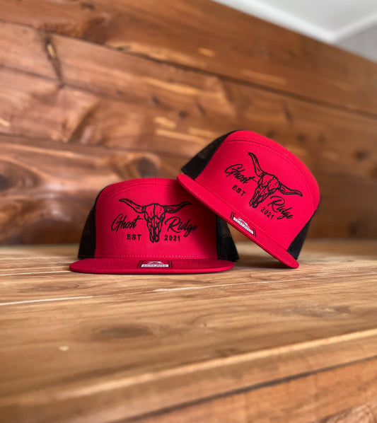 Richardson 168 Red/Black 7 Panel Bull