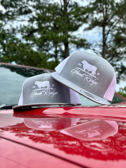 Grey/White Yupoong 6006 Cattle Hat