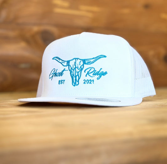 White Yupoong Classic 6006 Blue Bull